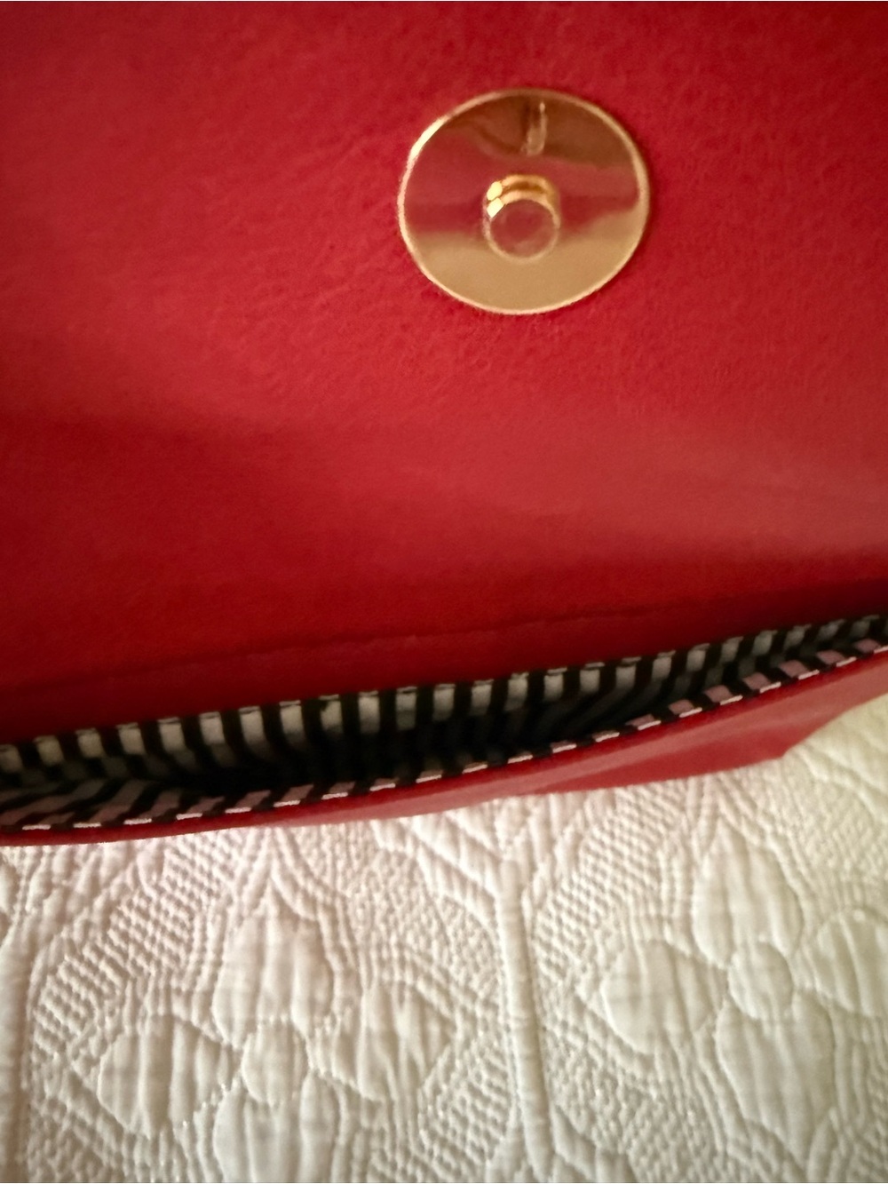 Red Women’s Crossbody Purse with Gold Accent - Picture 2 of 5
